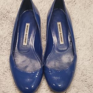 Manolo Blahnik blue pre owned flats 7.5